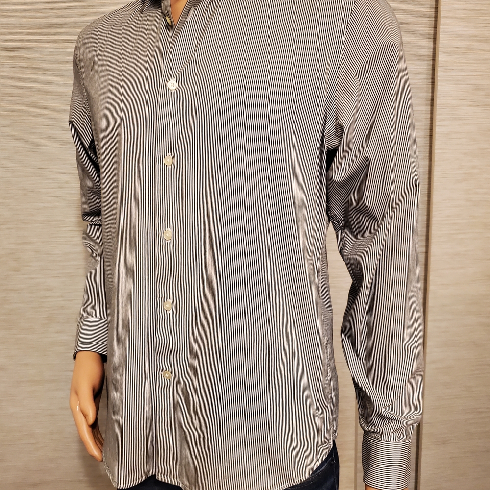 Express Black and White Pinstripe Shirt